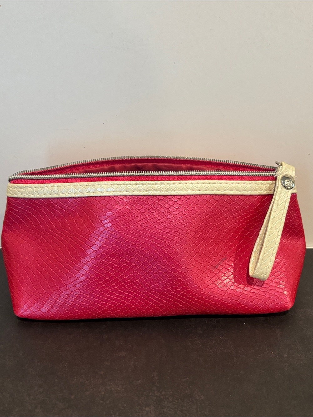 Lancôme Pink Snake Embossed Cosmetic Bag